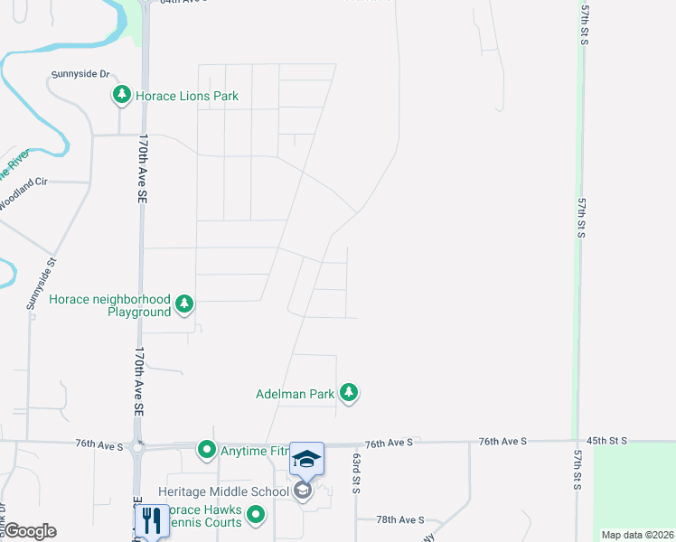 map of restaurants, bars, coffee shops, grocery stores, and more near in Horace