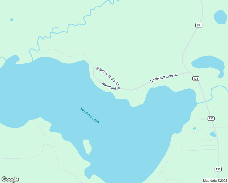 map of restaurants, bars, coffee shops, grocery stores, and more near 17139 North Mitchell Lake Road in Fifty Lakes