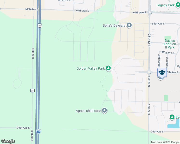 map of restaurants, bars, coffee shops, grocery stores, and more near 6987 Golden Valley Pkwy S in Fargo