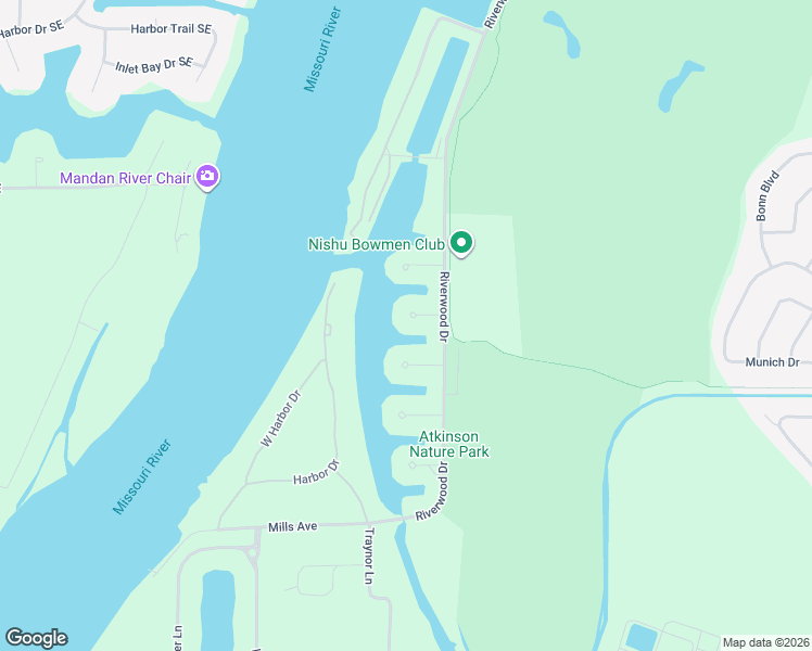 map of restaurants, bars, coffee shops, grocery stores, and more near 1523 Schooner Place in Bismarck