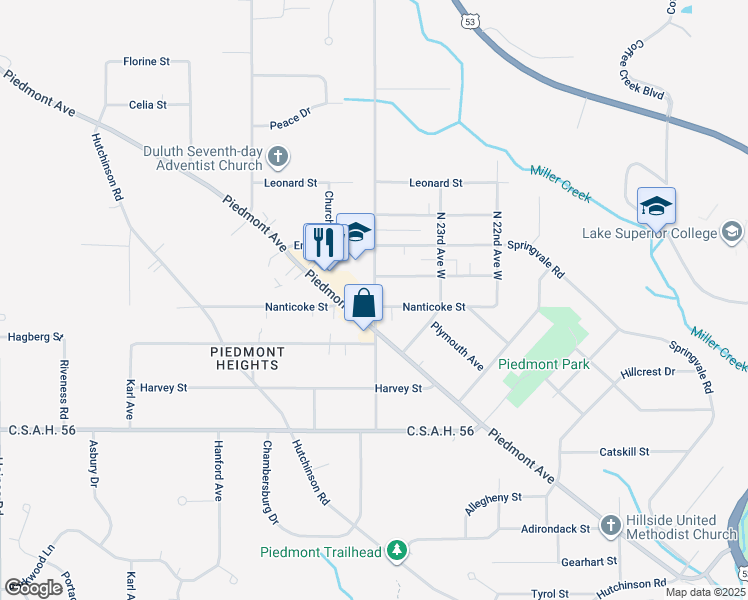 map of restaurants, bars, coffee shops, grocery stores, and more near 2710 Piedmont Avenue in Duluth