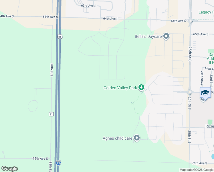 map of restaurants, bars, coffee shops, grocery stores, and more near 6987 Golden Valley Pkwy S in Fargo