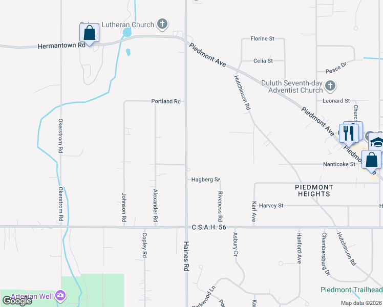 map of restaurants, bars, coffee shops, grocery stores, and more near 3769 Haines Road in Hermantown