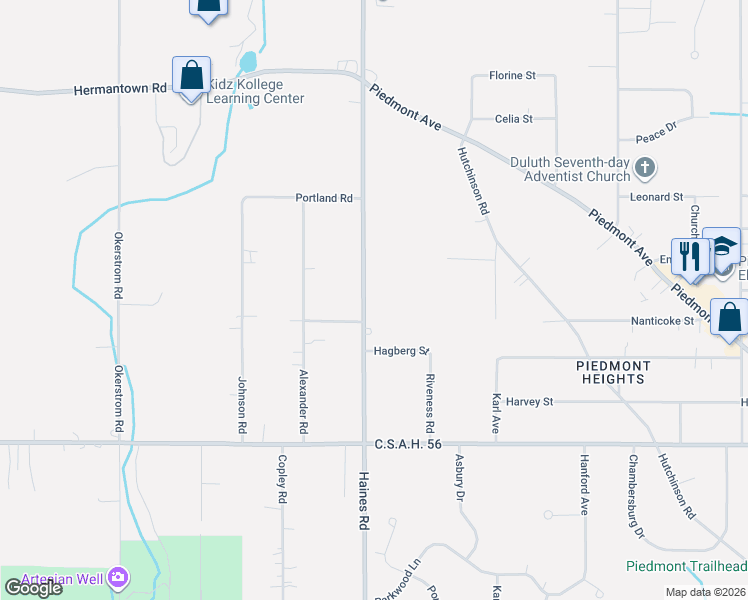 map of restaurants, bars, coffee shops, grocery stores, and more near 3769 Haines Road in Hermantown
