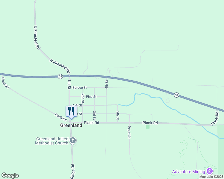map of restaurants, bars, coffee shops, grocery stores, and more near 511-521 Spruce Street in Ontonagon