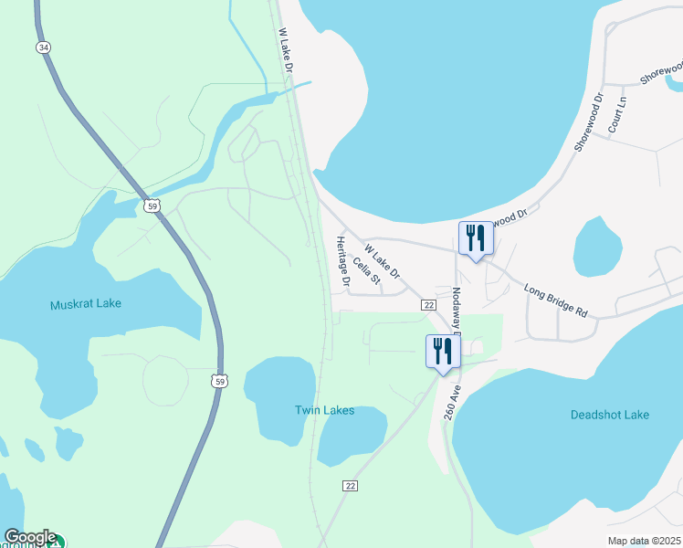 map of restaurants, bars, coffee shops, grocery stores, and more near 1818 Heritage Drive in Detroit Lakes