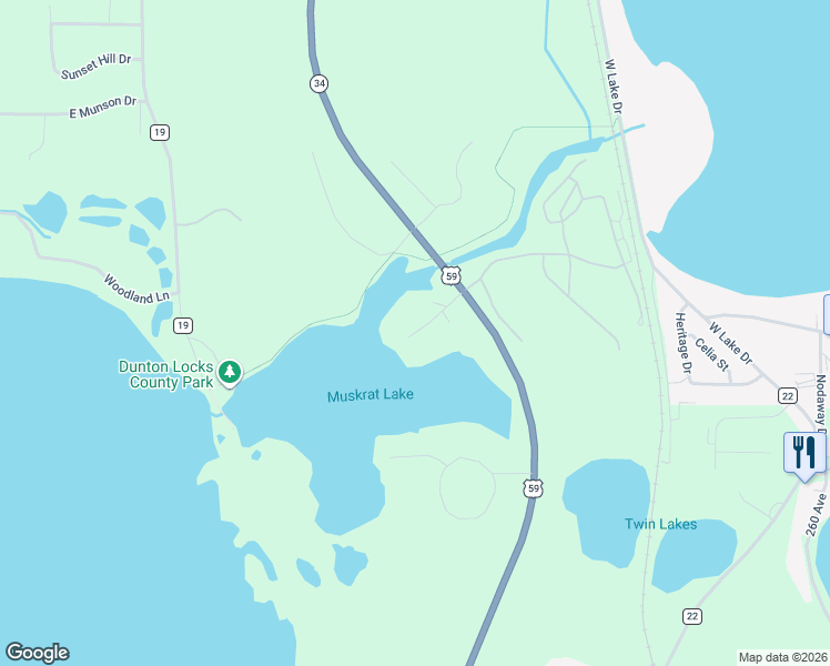 map of restaurants, bars, coffee shops, grocery stores, and more near 25001 River Hills Lane in Detroit Lakes