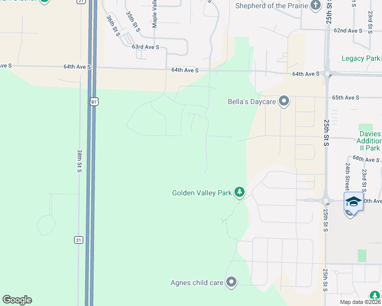 map of restaurants, bars, coffee shops, grocery stores, and more near 2990 64th Avenue South in Fargo