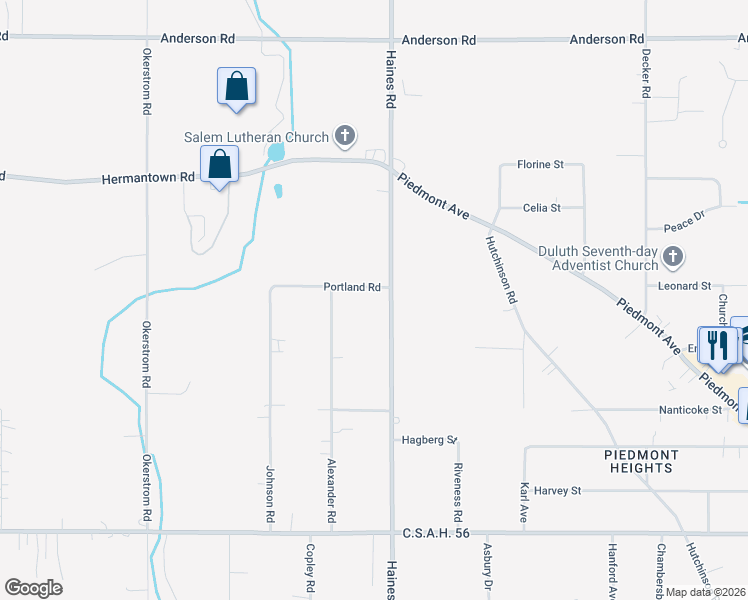 map of restaurants, bars, coffee shops, grocery stores, and more near 3795 Haines Road in Duluth
