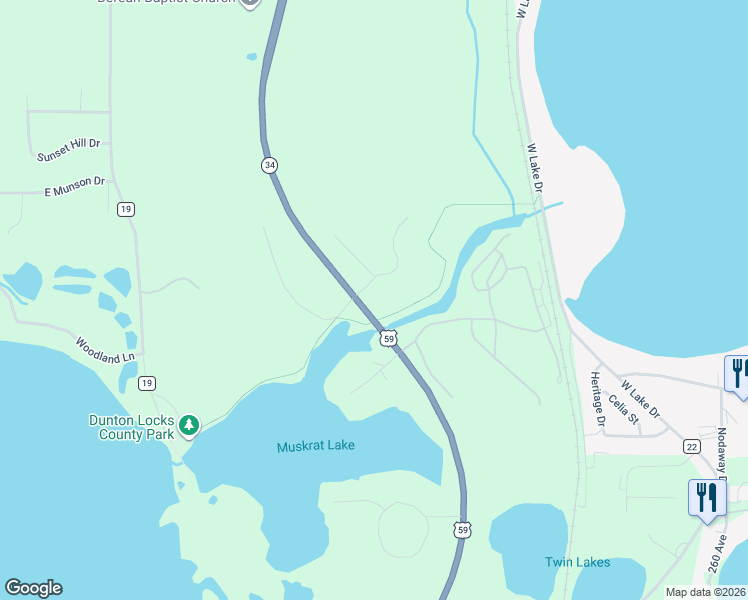 map of restaurants, bars, coffee shops, grocery stores, and more near 25001-25999 River Hills Estate in Detroit Lakes