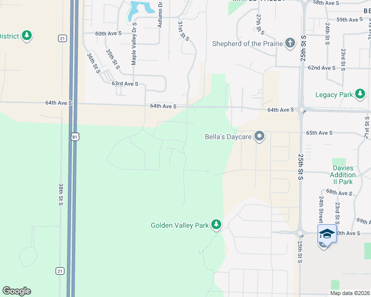 map of restaurants, bars, coffee shops, grocery stores, and more near 2990 64th Avenue South in Fargo