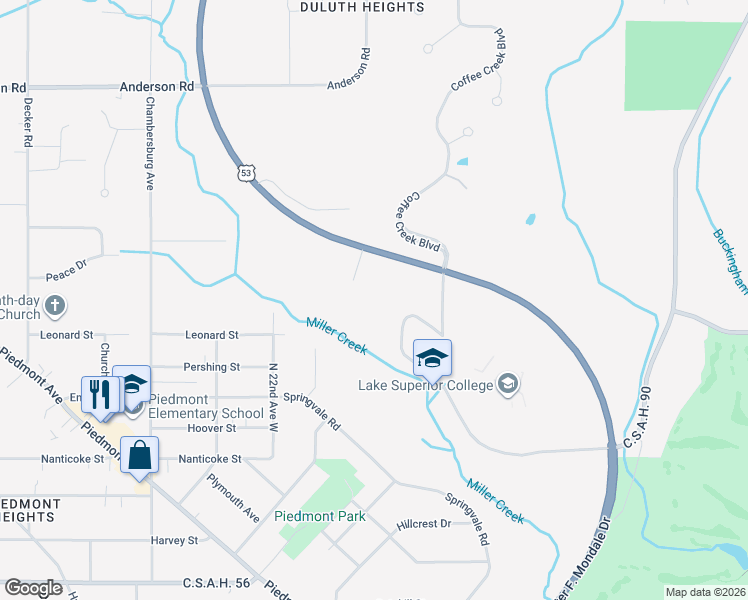 map of restaurants, bars, coffee shops, grocery stores, and more near 221 West 5th Street in Duluth
