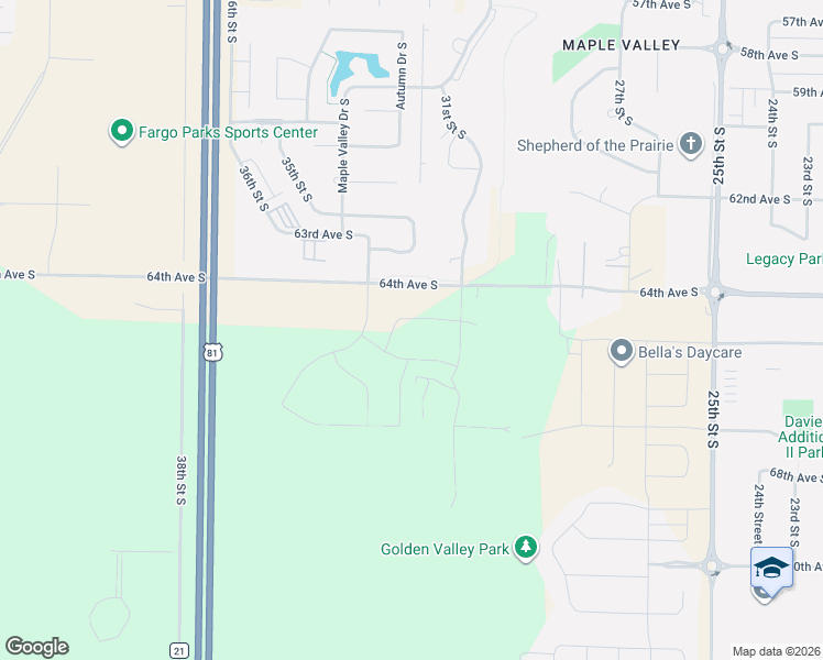 map of restaurants, bars, coffee shops, grocery stores, and more near in Fargo