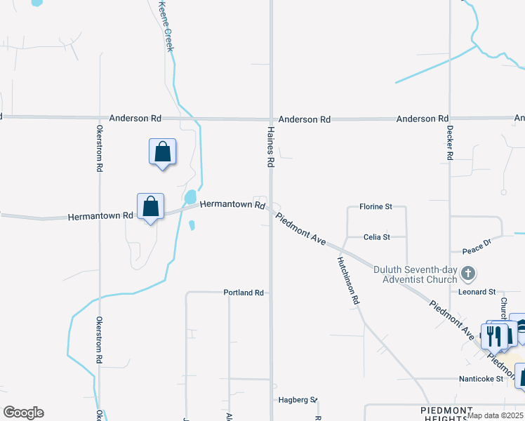 map of restaurants, bars, coffee shops, grocery stores, and more near 4704 Hermantown Road in Hermantown