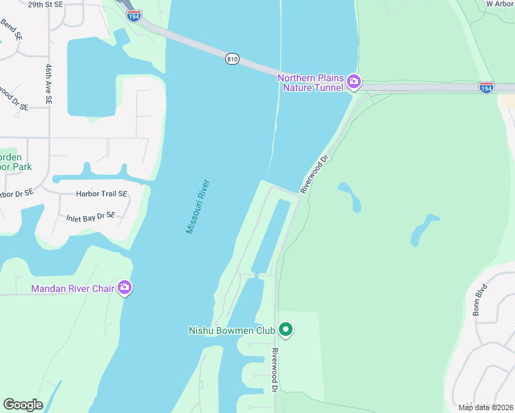 map of restaurants, bars, coffee shops, grocery stores, and more near 924 Southport Loop in Bismarck