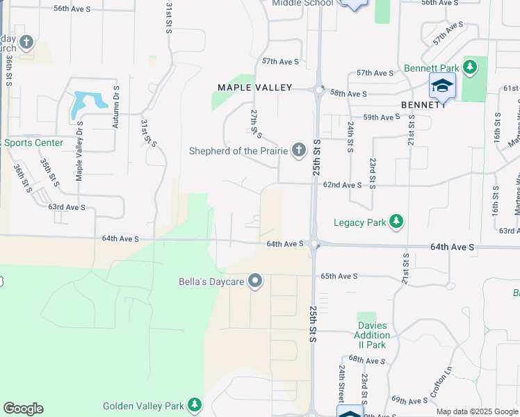 map of restaurants, bars, coffee shops, grocery stores, and more near 6210 27th Street South in Fargo