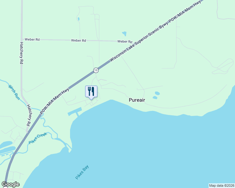 map of restaurants, bars, coffee shops, grocery stores, and more near 34605 Pumphouse Road in Bayfield