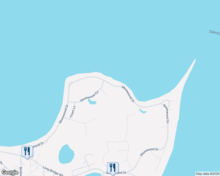 map of restaurants, bars, coffee shops, grocery stores, and more near 485 Shorewood Drive in Detroit Lakes