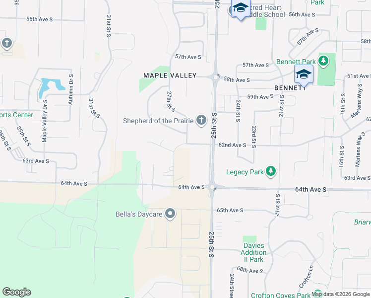 map of restaurants, bars, coffee shops, grocery stores, and more near 6210 27th Street South in Fargo