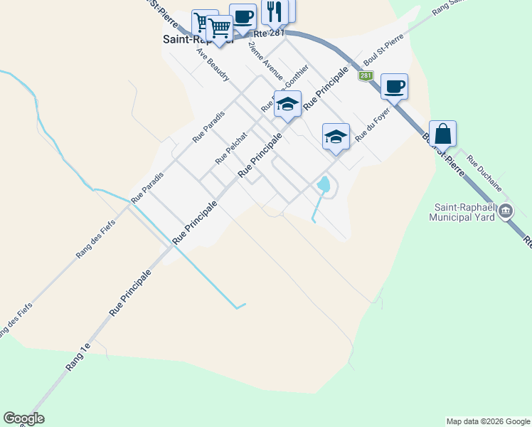 map of restaurants, bars, coffee shops, grocery stores, and more near 26 Rue J.-O.-Veilleux in Saint-Raphaël