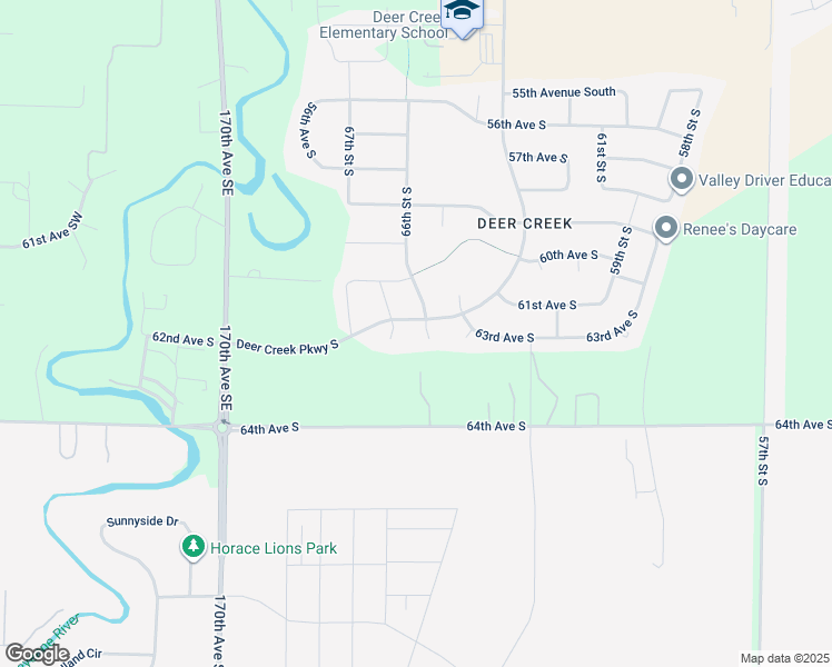 map of restaurants, bars, coffee shops, grocery stores, and more near 6403 64th Avenue South in Horace