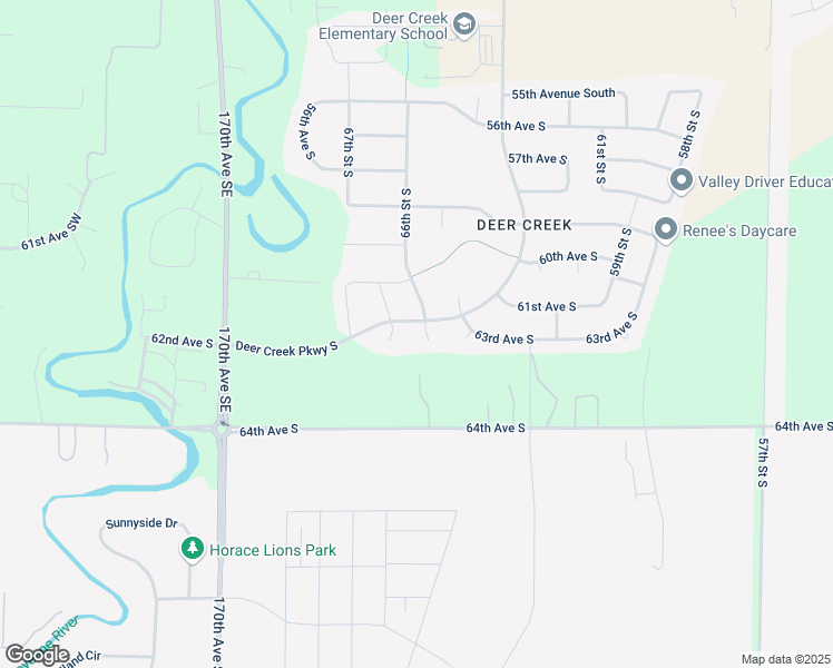 map of restaurants, bars, coffee shops, grocery stores, and more near 6403 64th Avenue South in Horace
