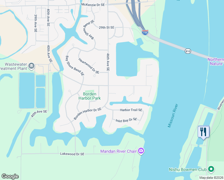 map of restaurants, bars, coffee shops, grocery stores, and more near 4701-5099 35th Street Southeast in Mandan