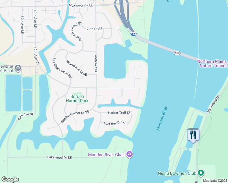 map of restaurants, bars, coffee shops, grocery stores, and more near 4809 35th Street Southeast in Mandan