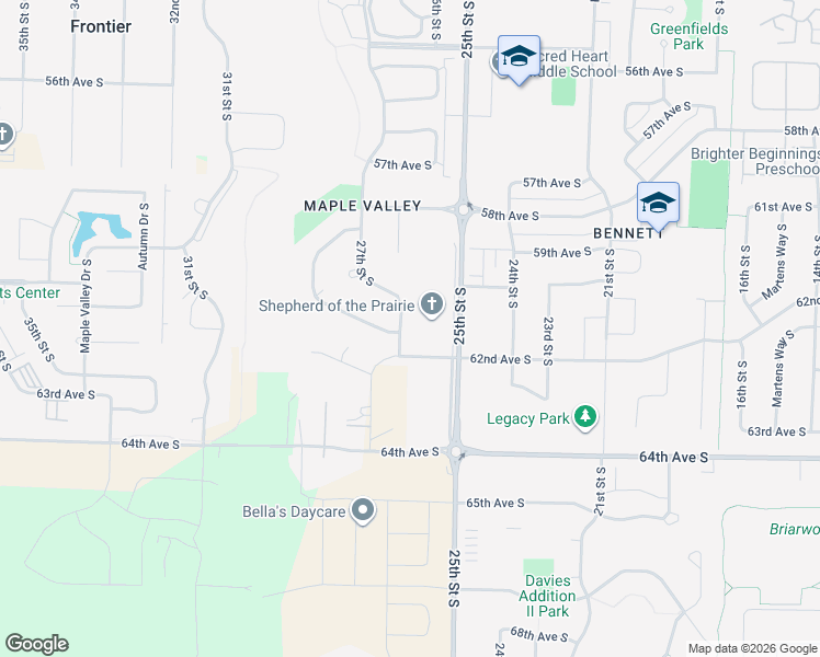 map of restaurants, bars, coffee shops, grocery stores, and more near 6166 27th Street South in Fargo