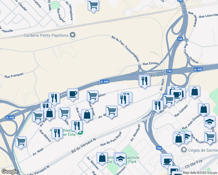 map of restaurants, bars, coffee shops, grocery stores, and more near in Ville de Québec