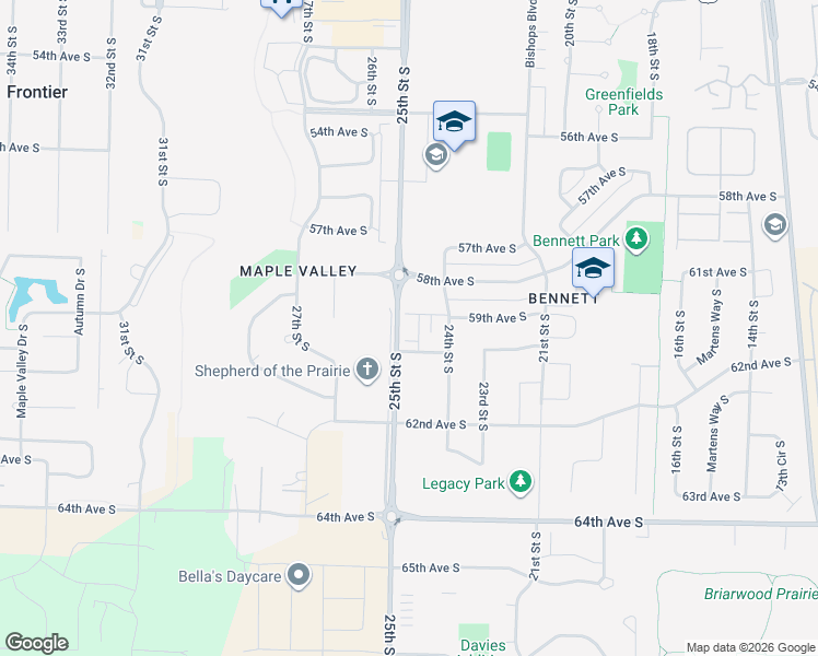 map of restaurants, bars, coffee shops, grocery stores, and more near 2479 60th Avenue South in Fargo