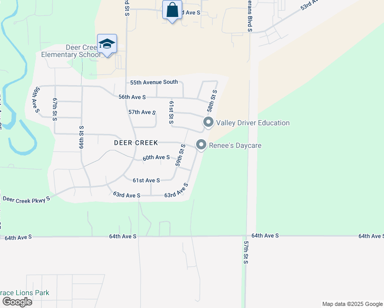 map of restaurants, bars, coffee shops, grocery stores, and more near 5701-5799 58th Street South in Fargo