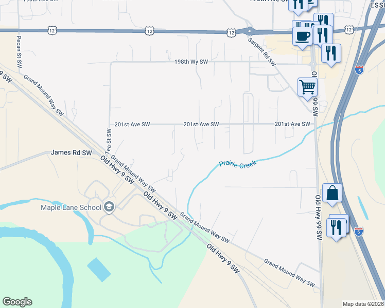 map of restaurants, bars, coffee shops, grocery stores, and more near 20119 Dakota Ct in Centralia