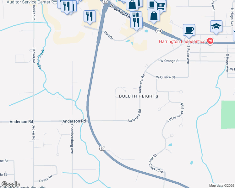 map of restaurants, bars, coffee shops, grocery stores, and more near 3910 Fountain Gate Drive in Duluth