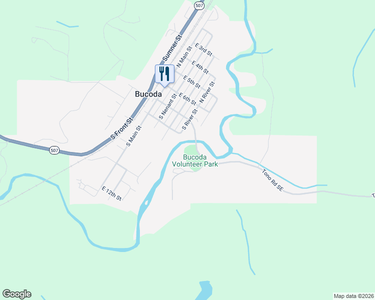 map of restaurants, bars, coffee shops, grocery stores, and more near Tono Road in Centralia