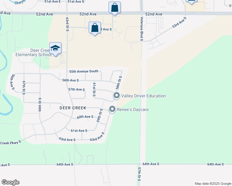 map of restaurants, bars, coffee shops, grocery stores, and more near 5701 58th Street South in Fargo
