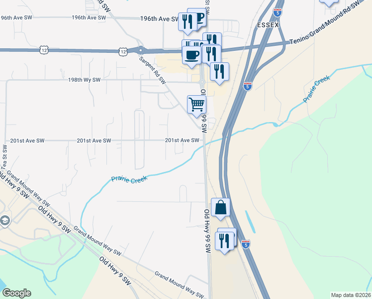 map of restaurants, bars, coffee shops, grocery stores, and more near 6218 201st Avenue Southwest in Rochester
