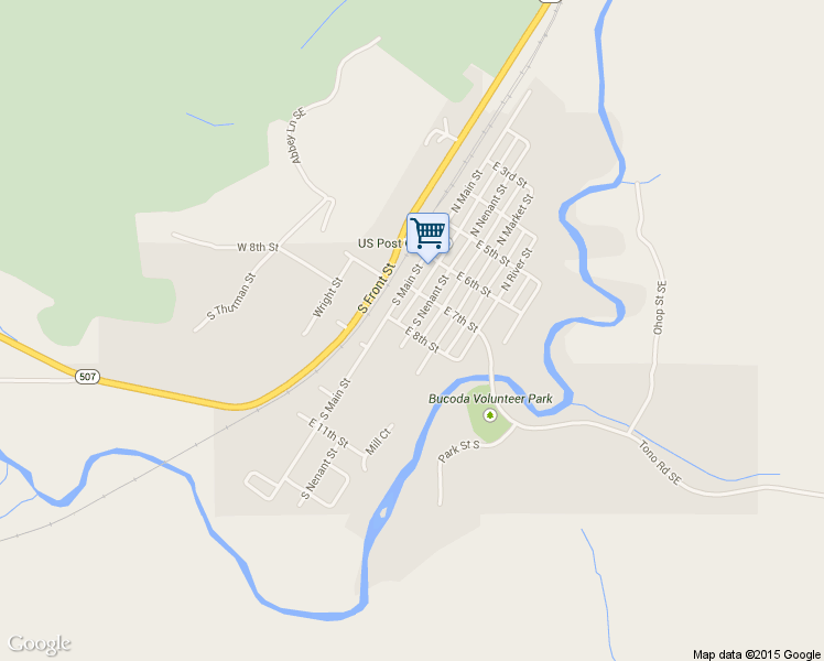 map of restaurants, bars, coffee shops, grocery stores, and more near 203 South Nenant Street in Bucoda