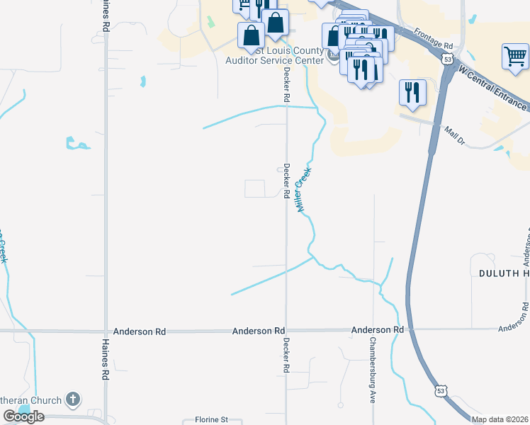 map of restaurants, bars, coffee shops, grocery stores, and more near 4207 Decker Road in Duluth