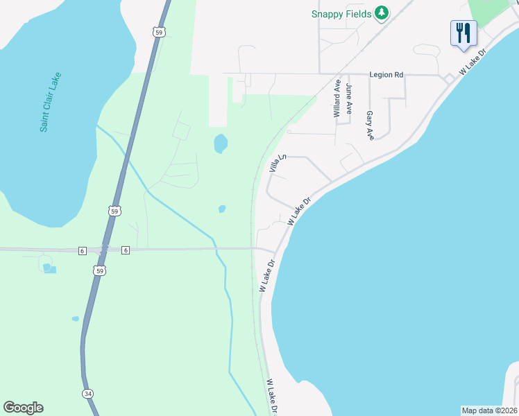 map of restaurants, bars, coffee shops, grocery stores, and more near 1086 Villa Lane in Detroit Lakes