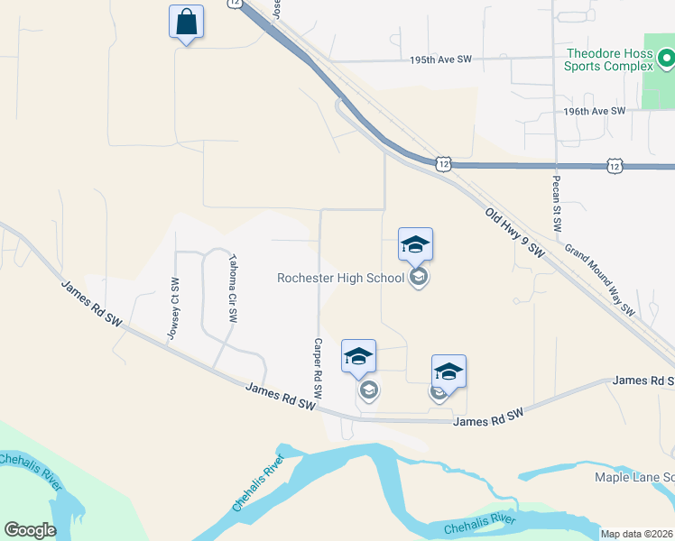 map of restaurants, bars, coffee shops, grocery stores, and more near 20020 Carper Road Southwest in Rochester