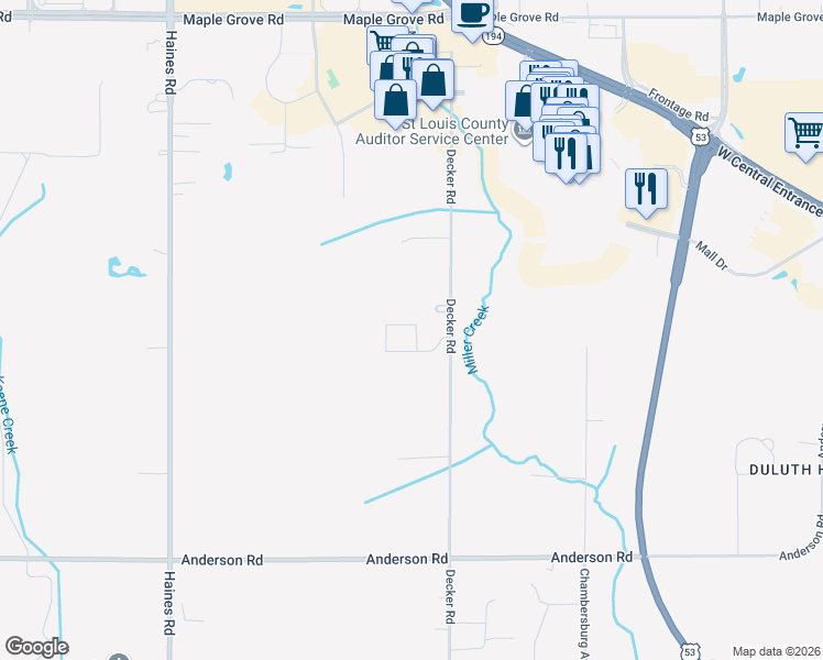 map of restaurants, bars, coffee shops, grocery stores, and more near 4207 Decker Road in Duluth