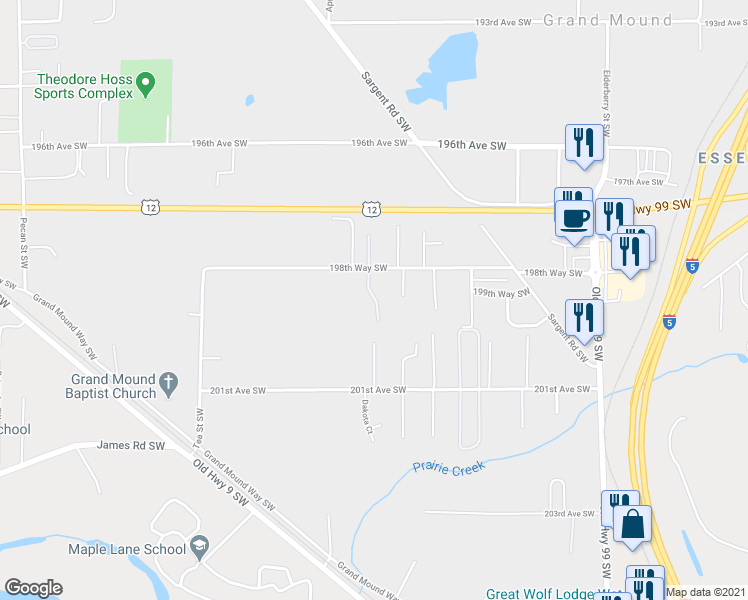 map of restaurants, bars, coffee shops, grocery stores, and more near 6601 198th Avenue Southwest in Rochester