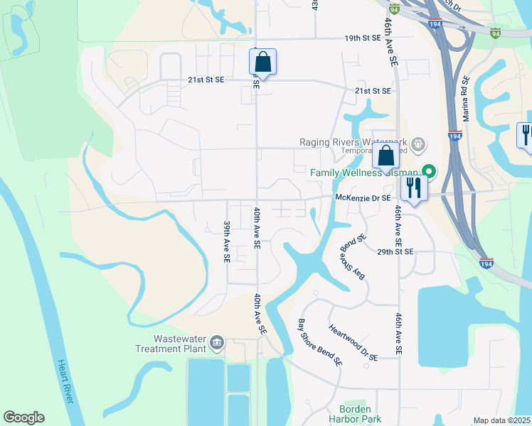 map of restaurants, bars, coffee shops, grocery stores, and more near 4231 Shaun Lane in Mandan