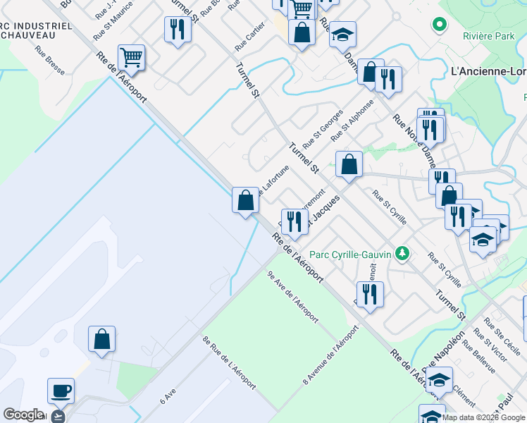 map of restaurants, bars, coffee shops, grocery stores, and more near 1687 Route de l'Aéroport in L'Ancienne-Lorette