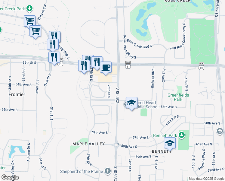 map of restaurants, bars, coffee shops, grocery stores, and more near in 