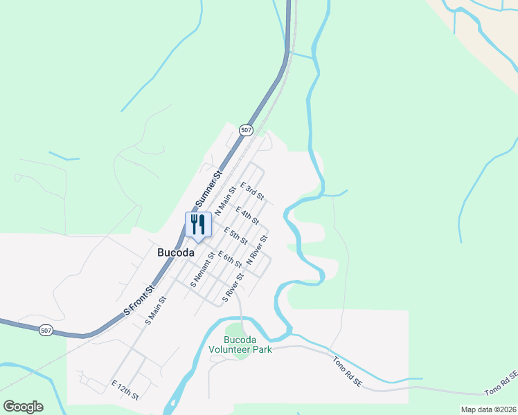 map of restaurants, bars, coffee shops, grocery stores, and more near 312 North Nenant Street in Bucoda