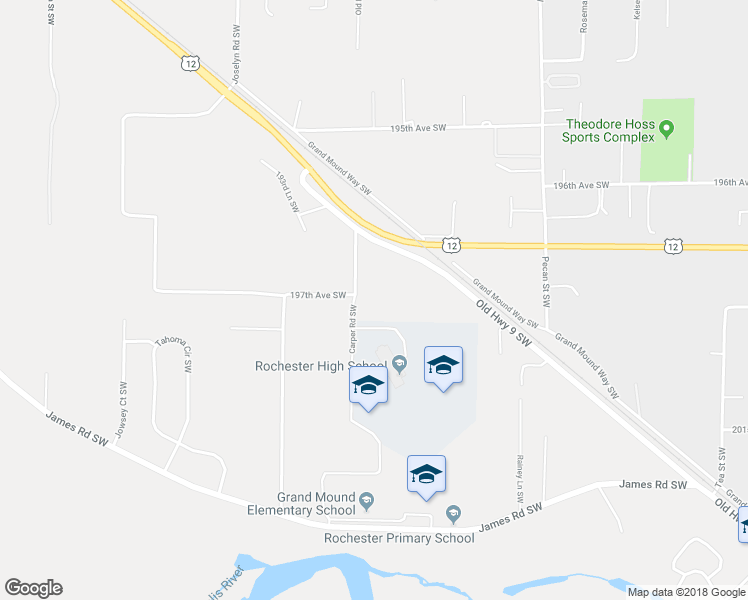 map of restaurants, bars, coffee shops, grocery stores, and more near 19730 Carper Road Southwest in Rochester