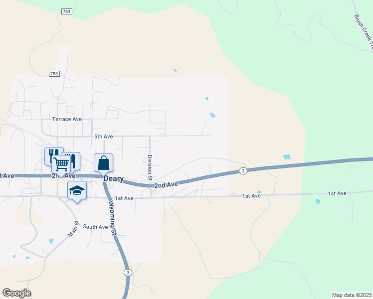 map of restaurants, bars, coffee shops, grocery stores, and more near 900 5th Avenue in Deary