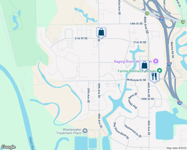 map of restaurants, bars, coffee shops, grocery stores, and more near 4000 McKenzie Drive Southeast in Mandan
